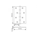 Петля универсальная карточная MS 100X70X2.5-4BB W стальная, врезная, цвет белый, сталь