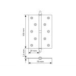 Петля карточная разъемная MS 100X70X2.5 L PC левая стальная, врезная, цвет хром, сталь