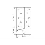 Петля карточная разъемная MSD 100X70X2.5 PC L стальная левая, врезная, цвет хром