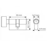 50CK PG, ключевой цилиндр с заверткой (50 мм), цвет - золото